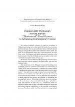 Filipino LGBT psychology: Moving beyond “homosexual” street corners to advancing contemporary visions
