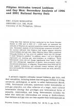 Filipino attitudes toward lesbians and gay men: Secondary analysis of 1996 and 2001 national survey data