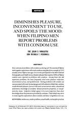 Diminishes pleasure, inconvenient to use, and spoils the mood: When Filipino men report problems with condom use