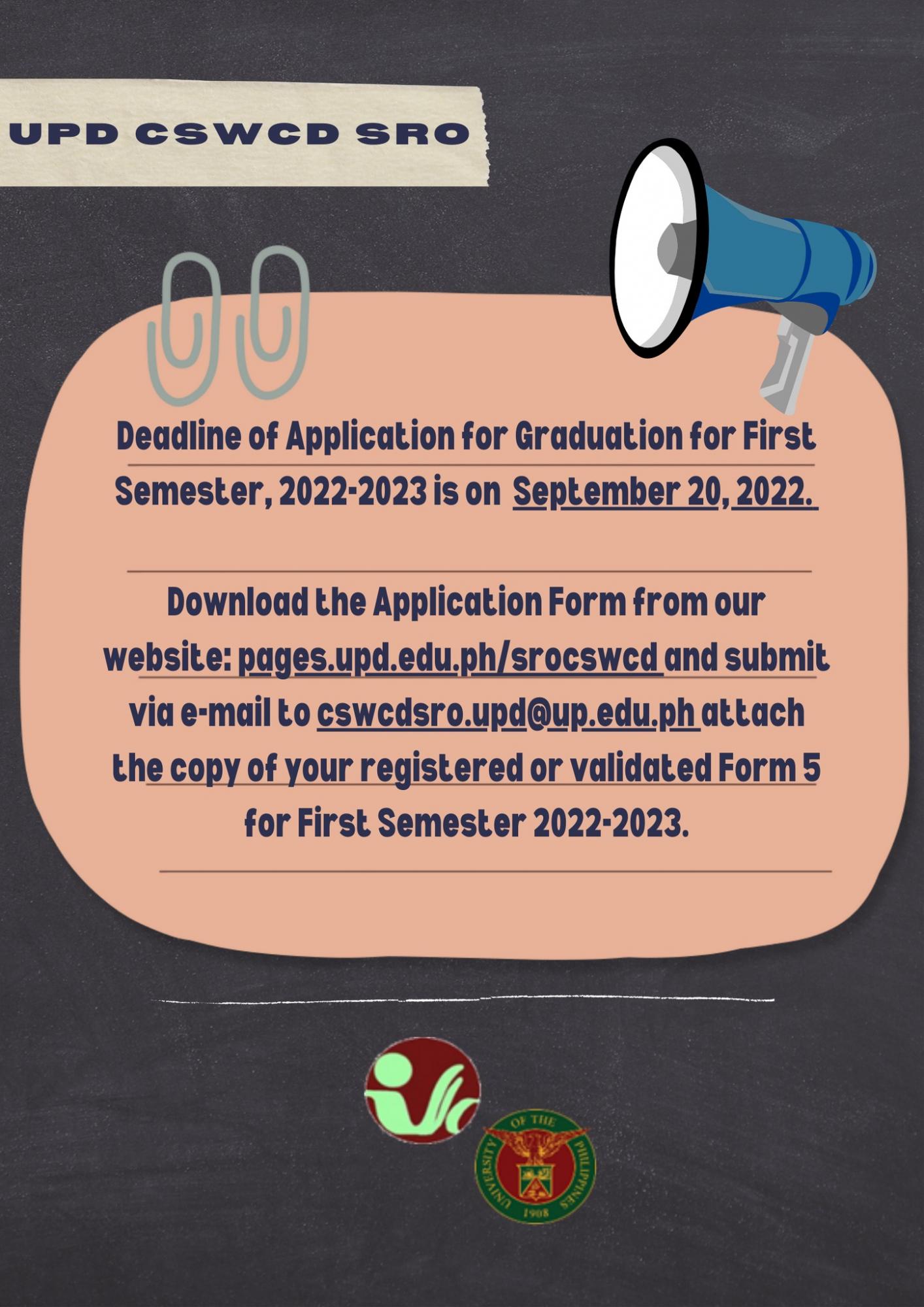 Application for Graduation for First Semester, 2022-2023