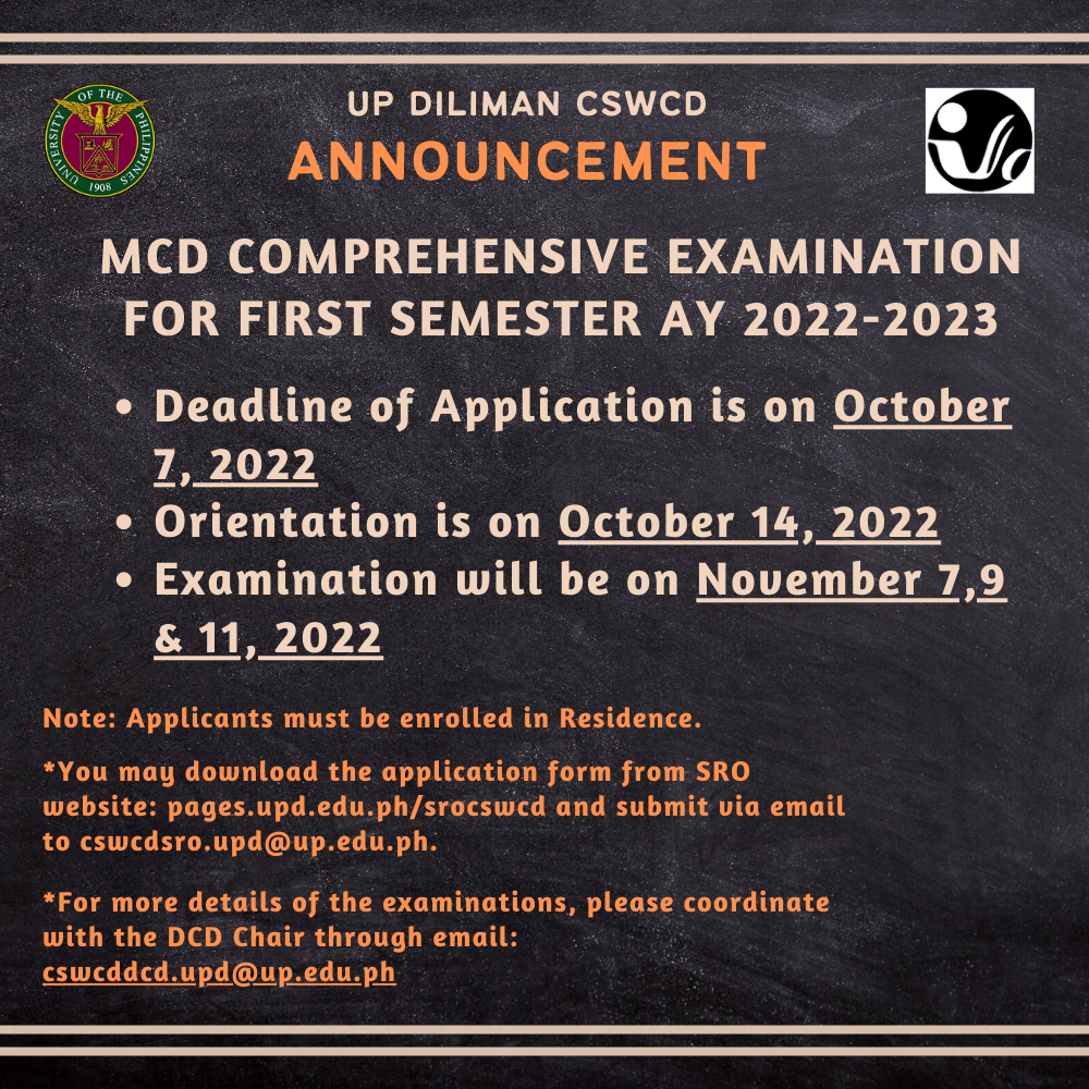 MSW COMPREHENSIVE EXAMINATION FOR FIRST SEMESTER AY, 2022-2023.