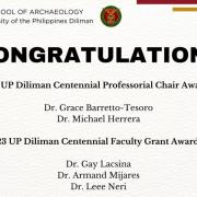 UP School of Archaeology faculty members receive the 2023 UP Diliman Centennial Awards